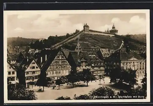 AK Esslingen a. N., Marktplatz mit Burg