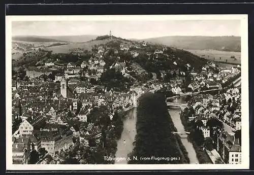 AK Tübingen a. N., Ortsansicht mit Brücken, Fliegeraufnahme