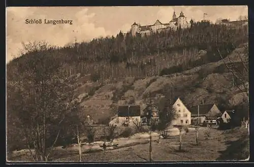 AK Langenburg, Teilansicht des Ortes mit Schloss
