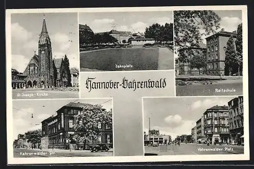 AK Hannover-Vahrenwald, Jahnplatz, Reitschule, Strassenpartie