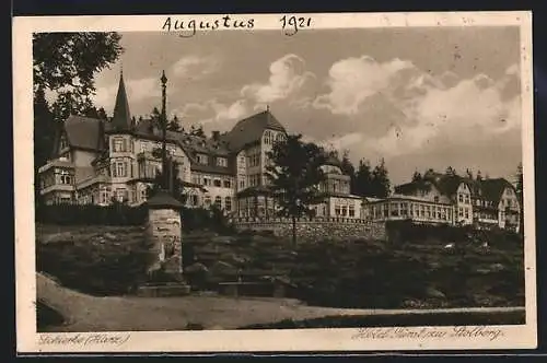 AK Schierke /Harz, Hotel Fürst zu Stolberg mit Umgebung, Litfasssäule