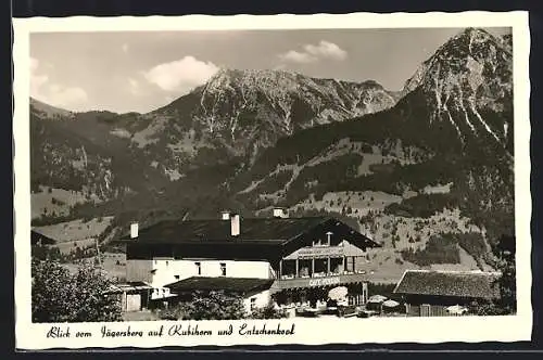 AK Oberstdorf, Gasthof Jägersberg Hutter-Zeeb mit Rubihorn und Entschenkopf