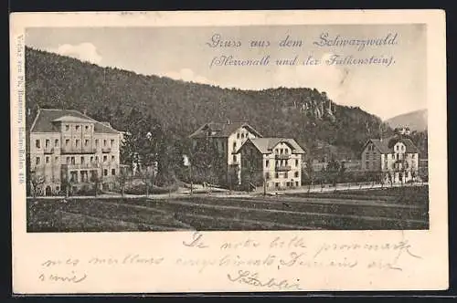AK Herrenalb /Schwarzwald, Ortspartie mit Falkenstein