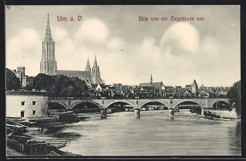 AK Ulm a. D., Blick von der Ziegellände aus