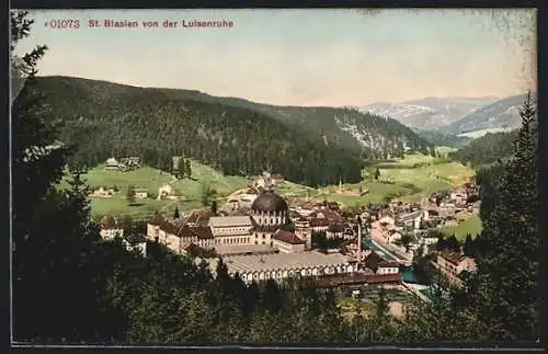 AK St. Blasien, Teilansicht mit Kirche von der Luisenruhe