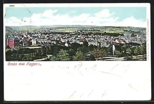 AK Hagen i. W., Teilansicht mit Kirche