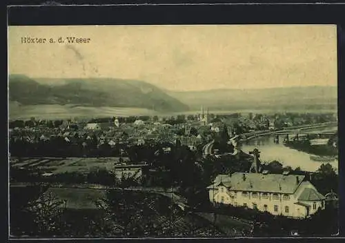 AK Höxter a. d. Weser, Teilansicht mit Kirche