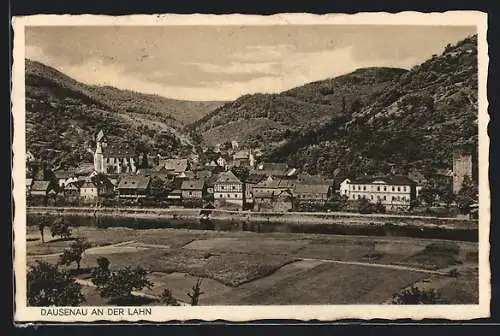 AK Dausenau an der Lahn, Teilansicht mit Kirche