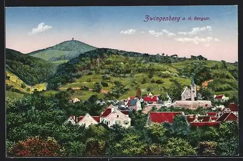 AK Zwingenberg a. d. Bergstr., Teilansicht mit Bergen