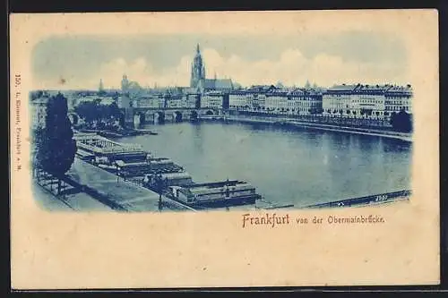 AK Frankfurt-Sachsenhausen, Teilansicht mit Kirche von der Obermainbrücke