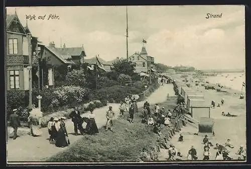 AK Wyk auf Föhr, Strandpromenade mit Passanten, Strandkörben und spielenden Kindern
