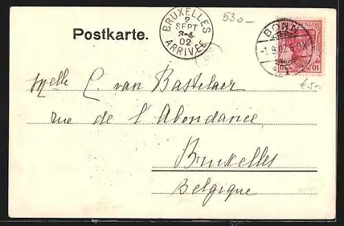 AK Bonn, Blick vom alten Zoll auf das Siebengebirge