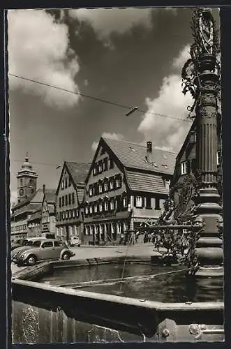 AK Nürtingen a. N., Brunnen am Marktplatz