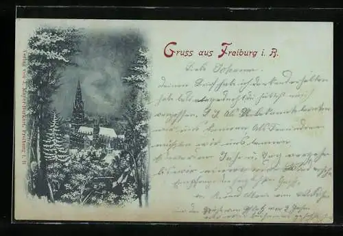 AK Freiburg i. Br., Münster im Schnee