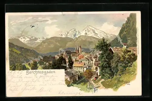 Künstler-AK Otto Strützel: Berchtesgaden, Panorama