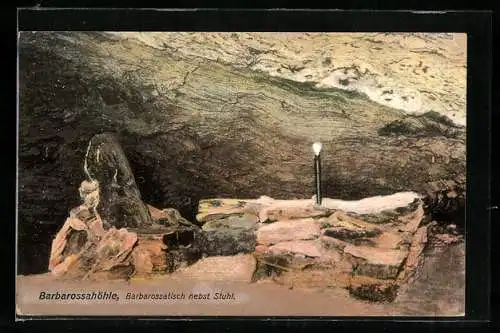 AK Barbarossahöhle, Barbarossatisch und Stuhl