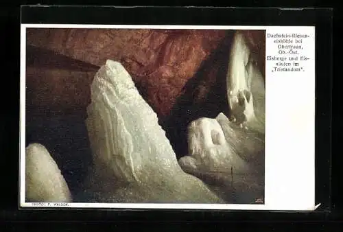 AK Obertraun, Dachstein-Riesenhöhle, Eisberge u. Eissäulen im Tristandom
