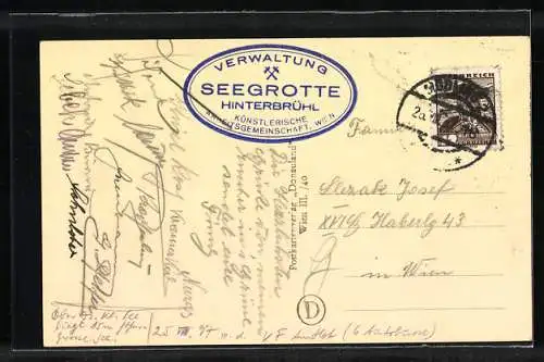 AK Mödling, Seegrotte in der Hinterbrühl, Kleiner See