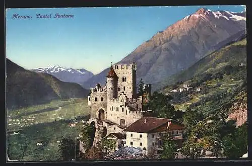 AK Merano, Blick zum Castel Fontana