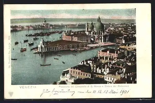 AK Venezia, Panorama dal Campanile di S. Marco e Chiesa del Redentore