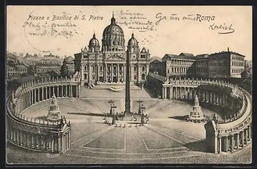 AK Roma, Basilica S. Pietro, Petersplatz und Petersdom