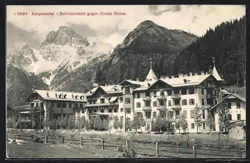 AK Schluderbach, Ortsansicht gegen Croda Rossa