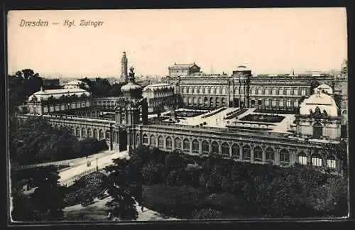 AK Dresden, Kgl. Zwinger aus der Vogelschau