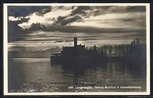 AK Langenargen, Schloss Montfort Vom Wasser aus in Abendstimmung