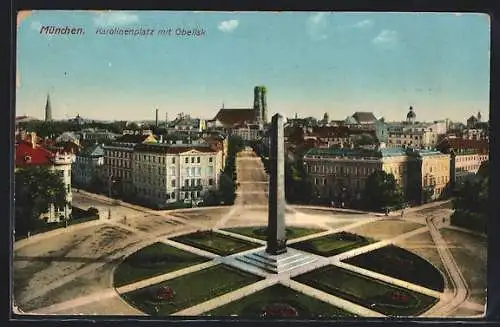 AK München, Karolinenplatz mit Obelisk