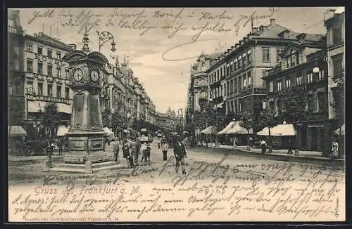 AK Frankfurt a. M., Zeil mit Hotel Milani und Uhrturm