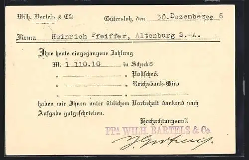 AK Gütersloh, Wilhelm Bartels & Co.