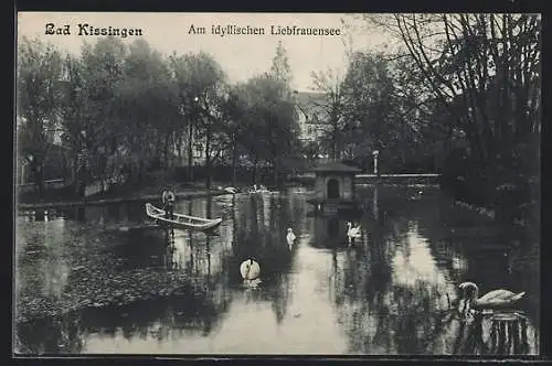 AK Bad Kissingen, Am Liebfrauensee mit Boot