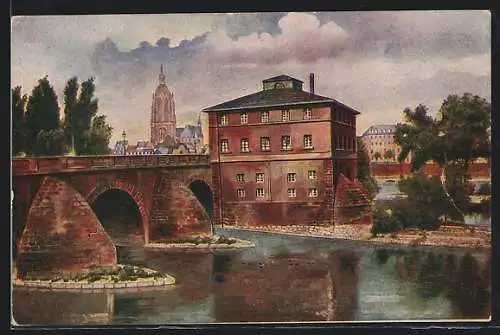 AK Alt-Frankfurt, Alte Brücke mit Brückenmühle