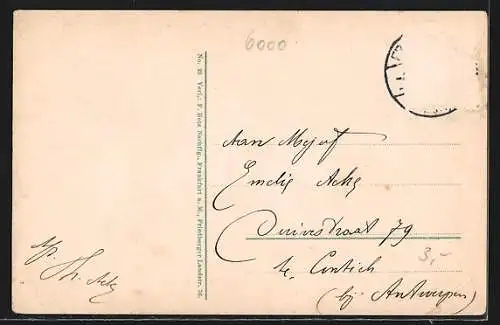 AK Frankfurt a. M., Untermainbrücke mit Stadtpanorama