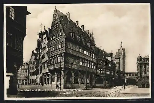AK Alt-Frankfurt, Haus Frauenstein mit Durchblick zum Römer