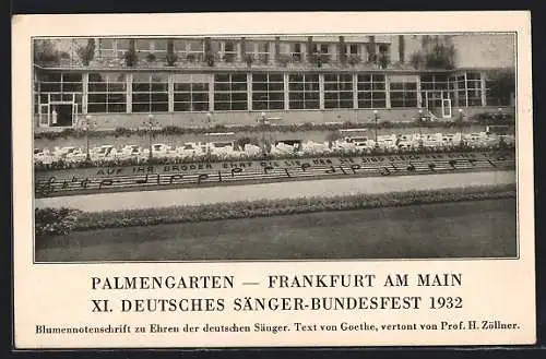 AK Frankfurt a. M., XI. Deutsches Sänger-Bundesfest 1932, Palmengarten