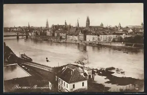 AK Bremen, Panorama mit Brücke aus der Vogelschau
