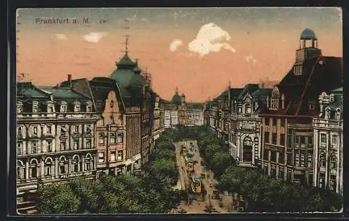 AK Frankfurt a. M., Zeil, Strassenpartie aus der Vogelschau