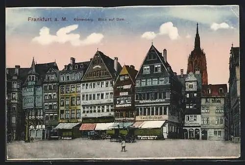 AK Alt-Frankfurt, Römerberg, Blick auf den Dom