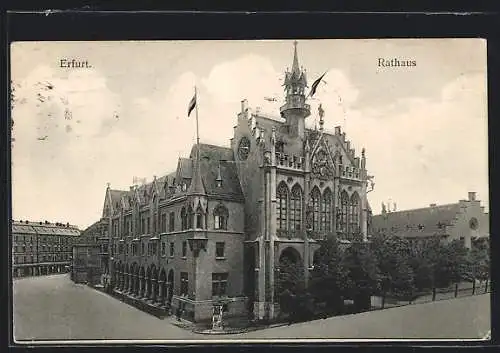 AK Erfurt, Litfasssäule vor dem Rathaus