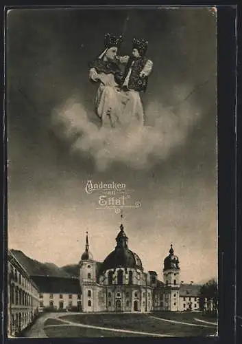 AK Ettal, Blick auf die Kirche, Gnadenbild