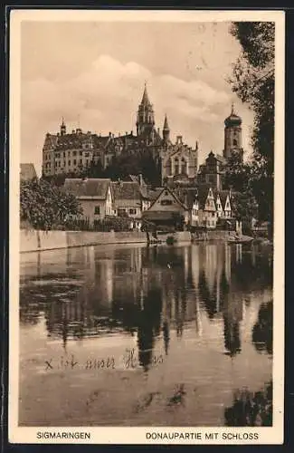 AK Sigmaringen, Donaupartie mit Schloss