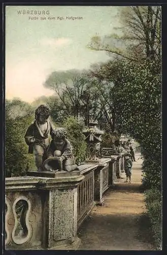 AK Würzburg, Partie aus dem Königlichen Hofgarten