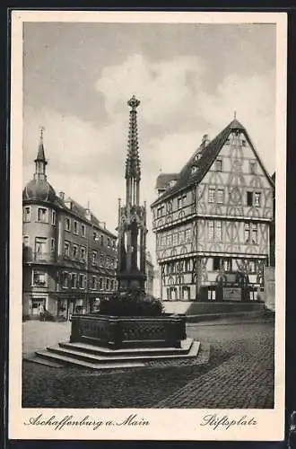 AK Aschaffenburg, Blick auf Stiftsplatz