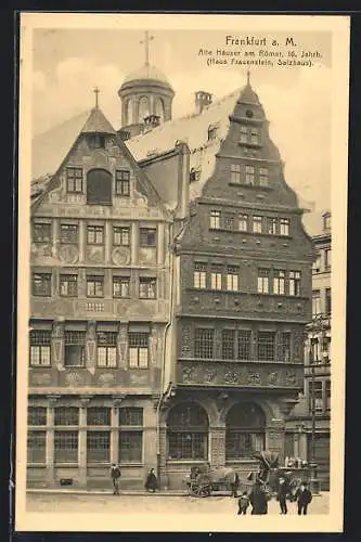 AK Alt-Frankfurt, Haus Frauenstein und Salzhaus am Römer, 16. Jahrh.