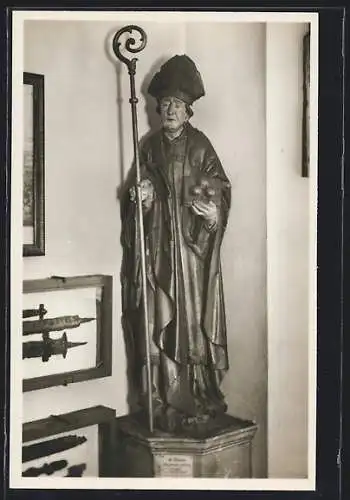 AK Friedrichshafen, Städtisches Museum, Statue des heiligen Nikolaus aus der Stadtpfarrkirche