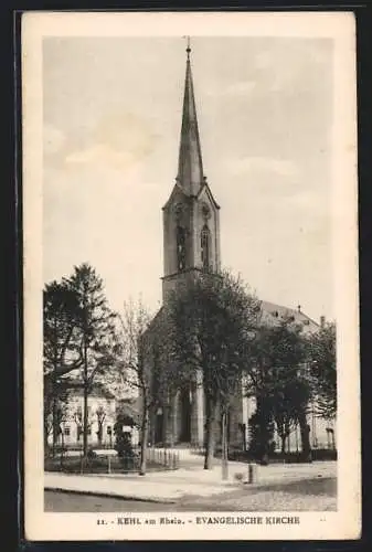 AK Kehl am Rhein, an der evangelischen Kirche