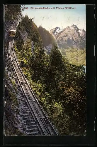 AK Bürgenstock, Bürgenstockbahn mit Pilatus