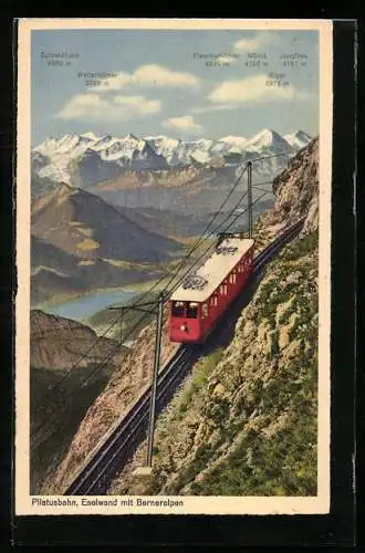 AK Pilatusbahn an der Eselwand mit Berneralpen, Schreckhorn, Mönch und Jungfrau