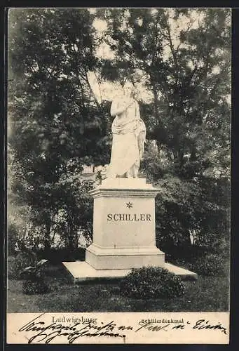 AK Ludwigsburg / Württ., Schillerdenkmal